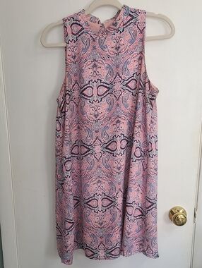 Everly For Francesca's Women's Stylish Paisley High Neck Pink/Blue/Coral Sz M